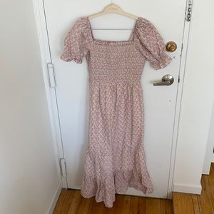 English Factory floral smocked maxi dress